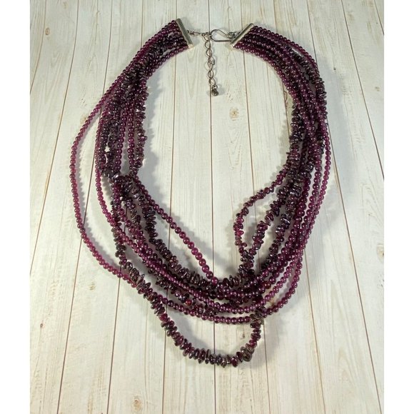 Jay King DTR Necklace 925 Garnet Multi Strand Beaded Signed - Picture 2 of 7